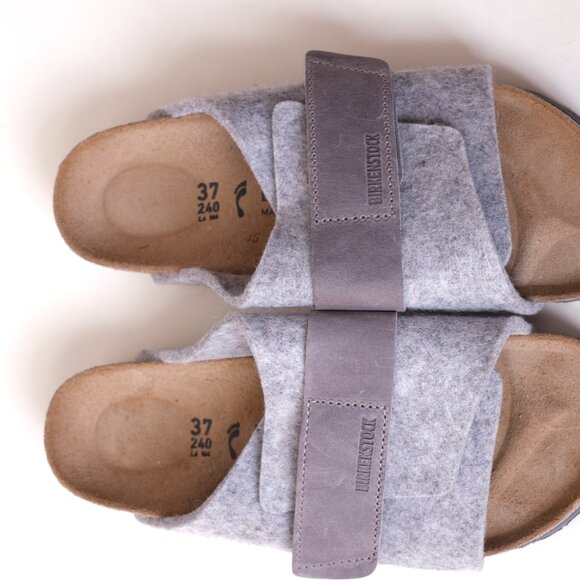 Birkenstock Kyoto Light Gray 37N US 6 UK 4.5 Sandals Narrow Wool Felt Leather - Picture 4 of 5